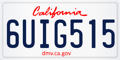 CA license plate 6UIG515