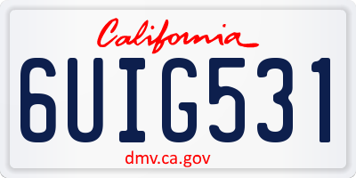 CA license plate 6UIG531