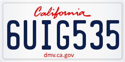 CA license plate 6UIG535