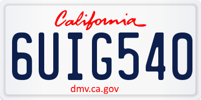 CA license plate 6UIG540