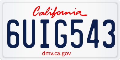 CA license plate 6UIG543