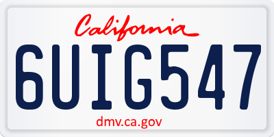 CA license plate 6UIG547