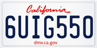 CA license plate 6UIG550