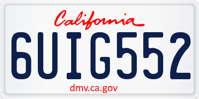 CA license plate 6UIG552