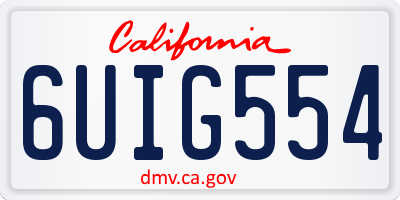 CA license plate 6UIG554