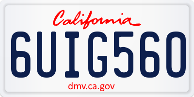 CA license plate 6UIG560