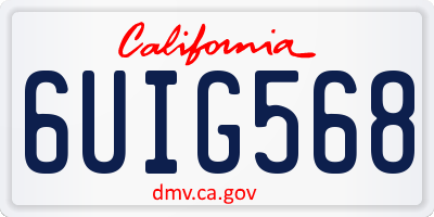 CA license plate 6UIG568