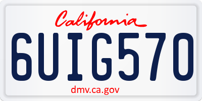 CA license plate 6UIG570