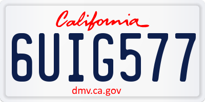 CA license plate 6UIG577