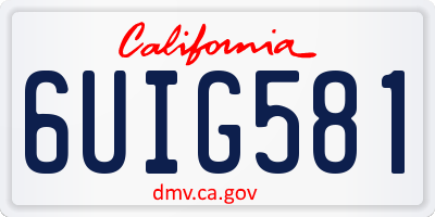 CA license plate 6UIG581