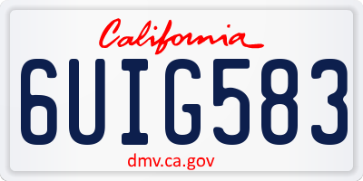 CA license plate 6UIG583