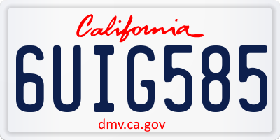 CA license plate 6UIG585
