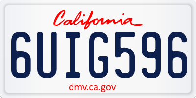 CA license plate 6UIG596