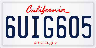 CA license plate 6UIG605