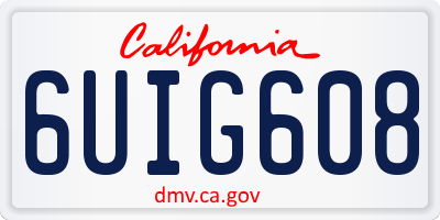 CA license plate 6UIG608
