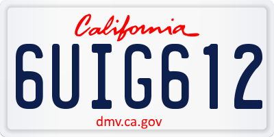 CA license plate 6UIG612