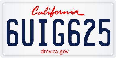 CA license plate 6UIG625