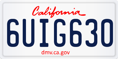 CA license plate 6UIG630