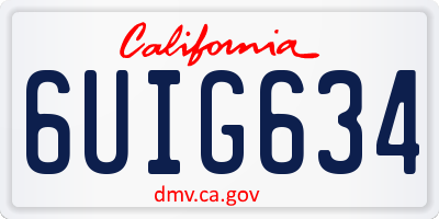 CA license plate 6UIG634