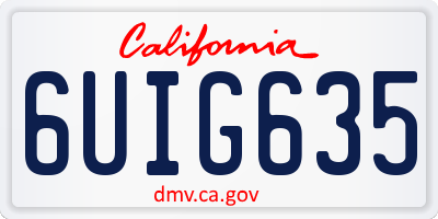 CA license plate 6UIG635