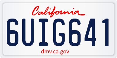 CA license plate 6UIG641