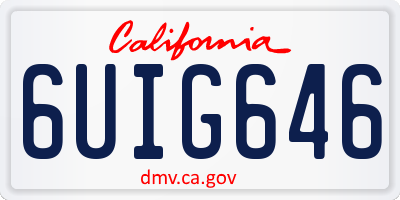 CA license plate 6UIG646
