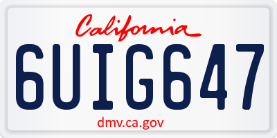 CA license plate 6UIG647