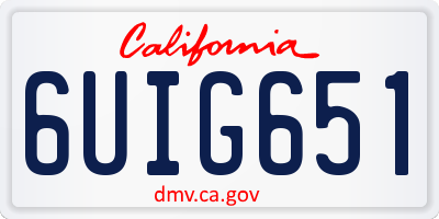CA license plate 6UIG651