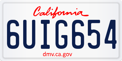 CA license plate 6UIG654