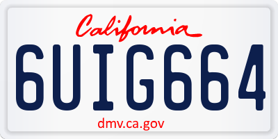 CA license plate 6UIG664