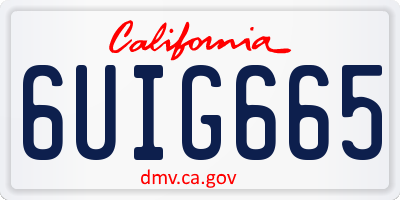 CA license plate 6UIG665