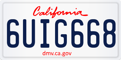 CA license plate 6UIG668