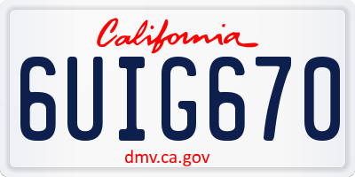 CA license plate 6UIG670