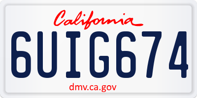 CA license plate 6UIG674