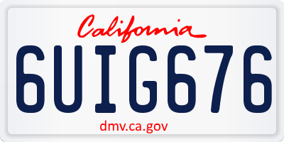CA license plate 6UIG676