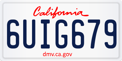 CA license plate 6UIG679