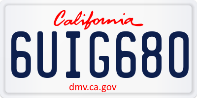 CA license plate 6UIG680
