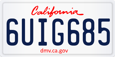CA license plate 6UIG685