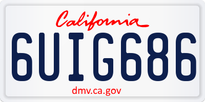 CA license plate 6UIG686