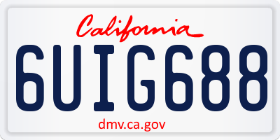 CA license plate 6UIG688