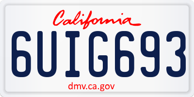 CA license plate 6UIG693