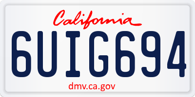 CA license plate 6UIG694