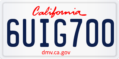 CA license plate 6UIG700
