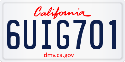 CA license plate 6UIG701