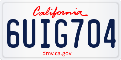 CA license plate 6UIG704