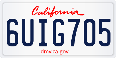 CA license plate 6UIG705