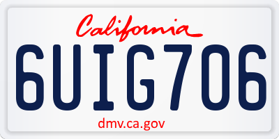 CA license plate 6UIG706