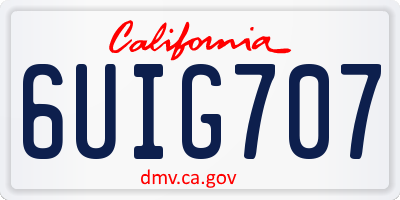 CA license plate 6UIG707