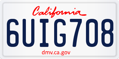 CA license plate 6UIG708