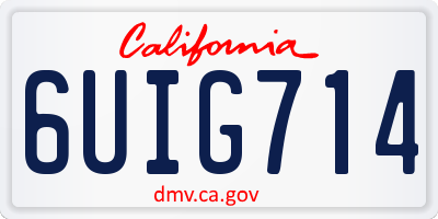 CA license plate 6UIG714